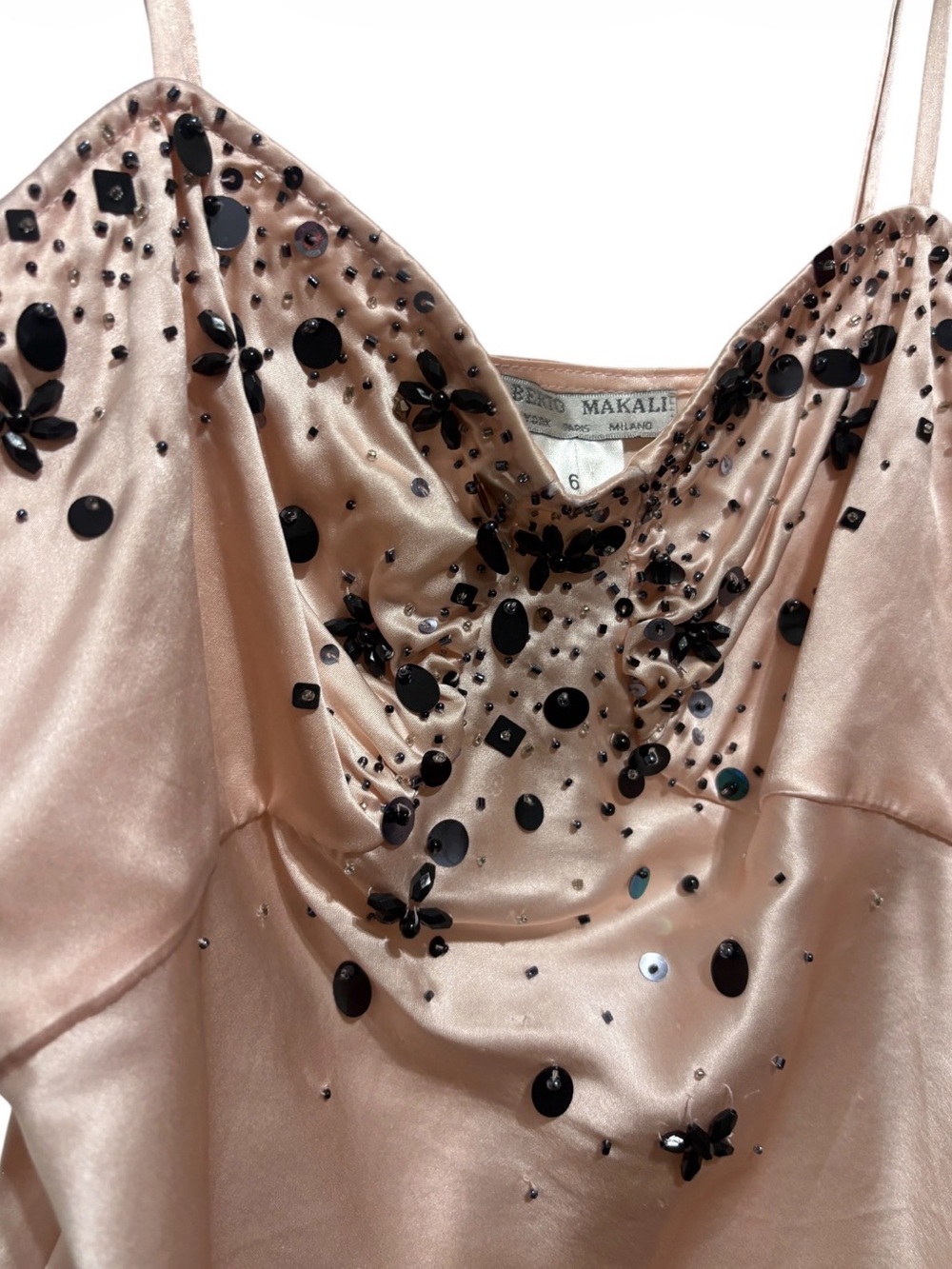 Alberto Makali blush pink Silk Cowl Neck Hand beaded Camisole - Picture 3 of 5